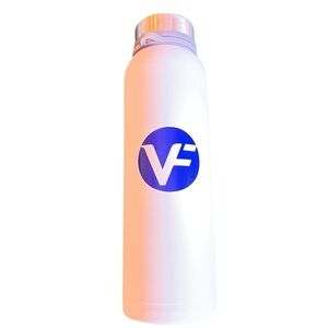 White Water Bottle with Blue Logo